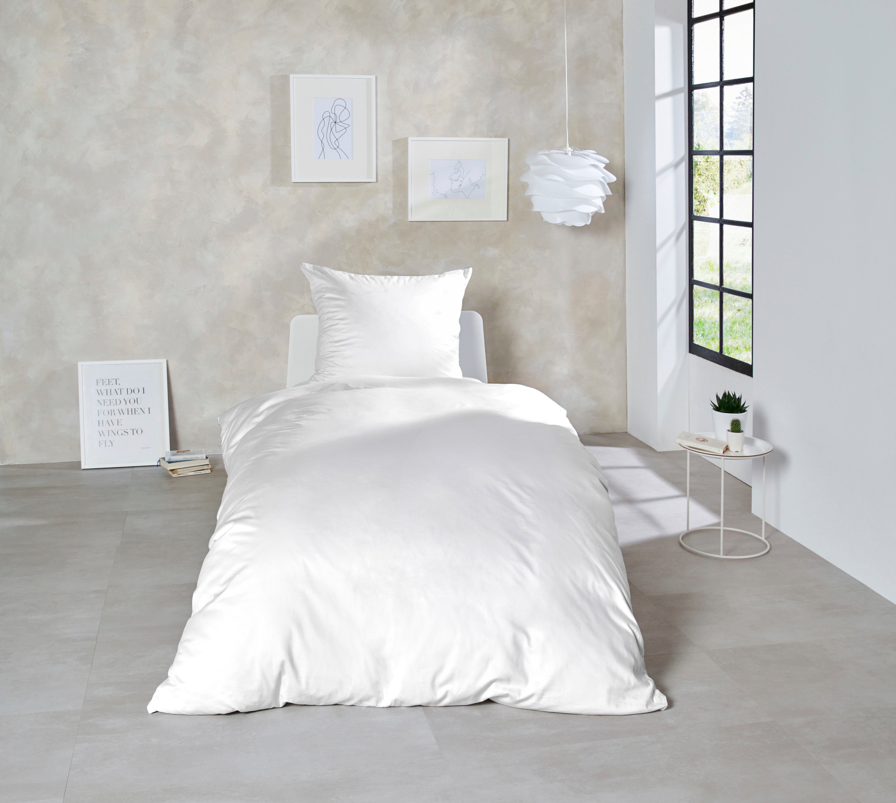 Primera Bettwäsche Uni Luxus-Satin in Gr. 135x200, 155x220 oder 200x200 cm, Satin, 2 teilig, Bettwäsche aus Baumwolle, unifarbene Bettwäsche mit Reißverschluss – Bild 4 von 5