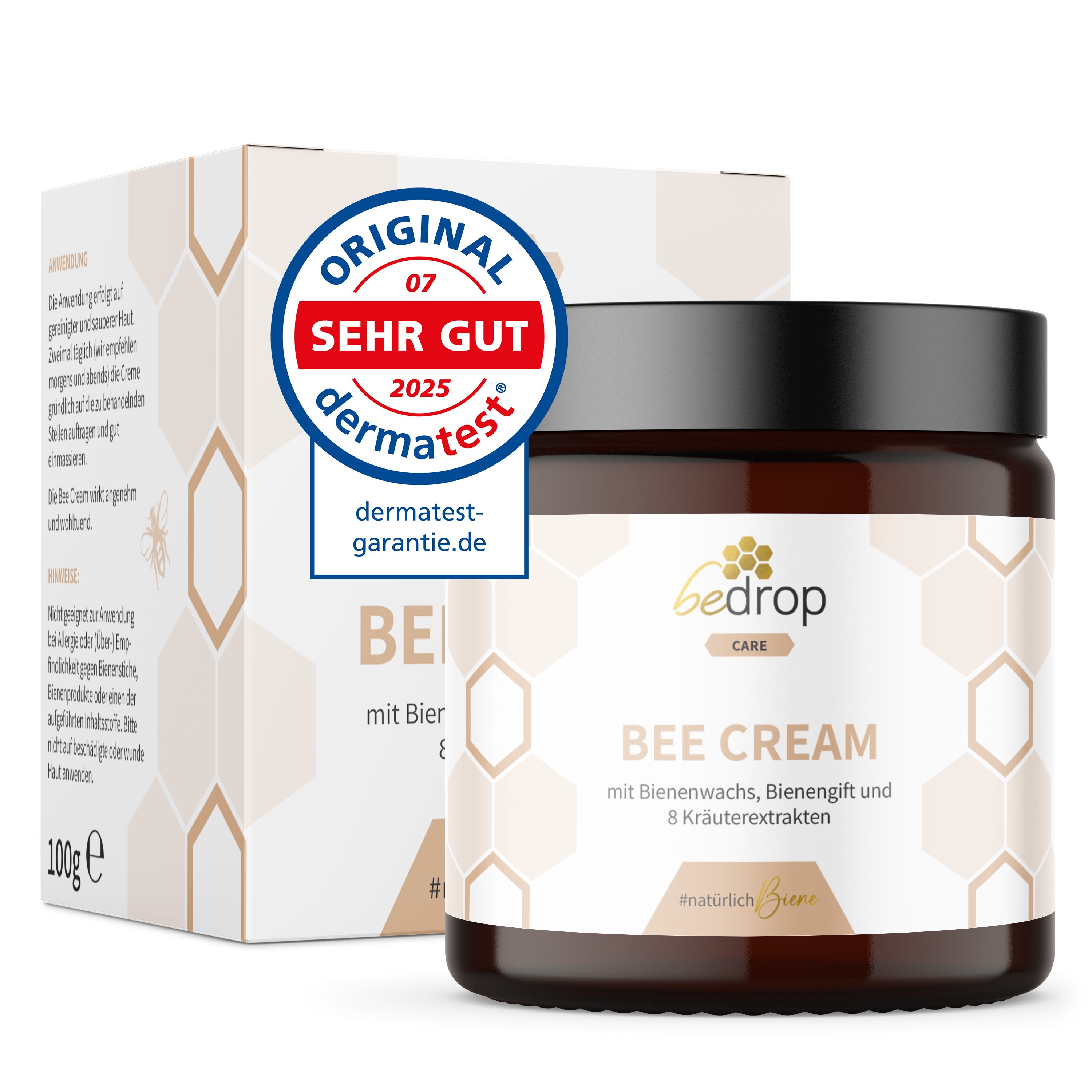 bedrop Körpercreme Bee Cream Bienengiftsalbe hochdosiert mit 8 Kräuterextrakten, Für eine natürliche Hautpflege. Muskeln, Gelenke & Rücken