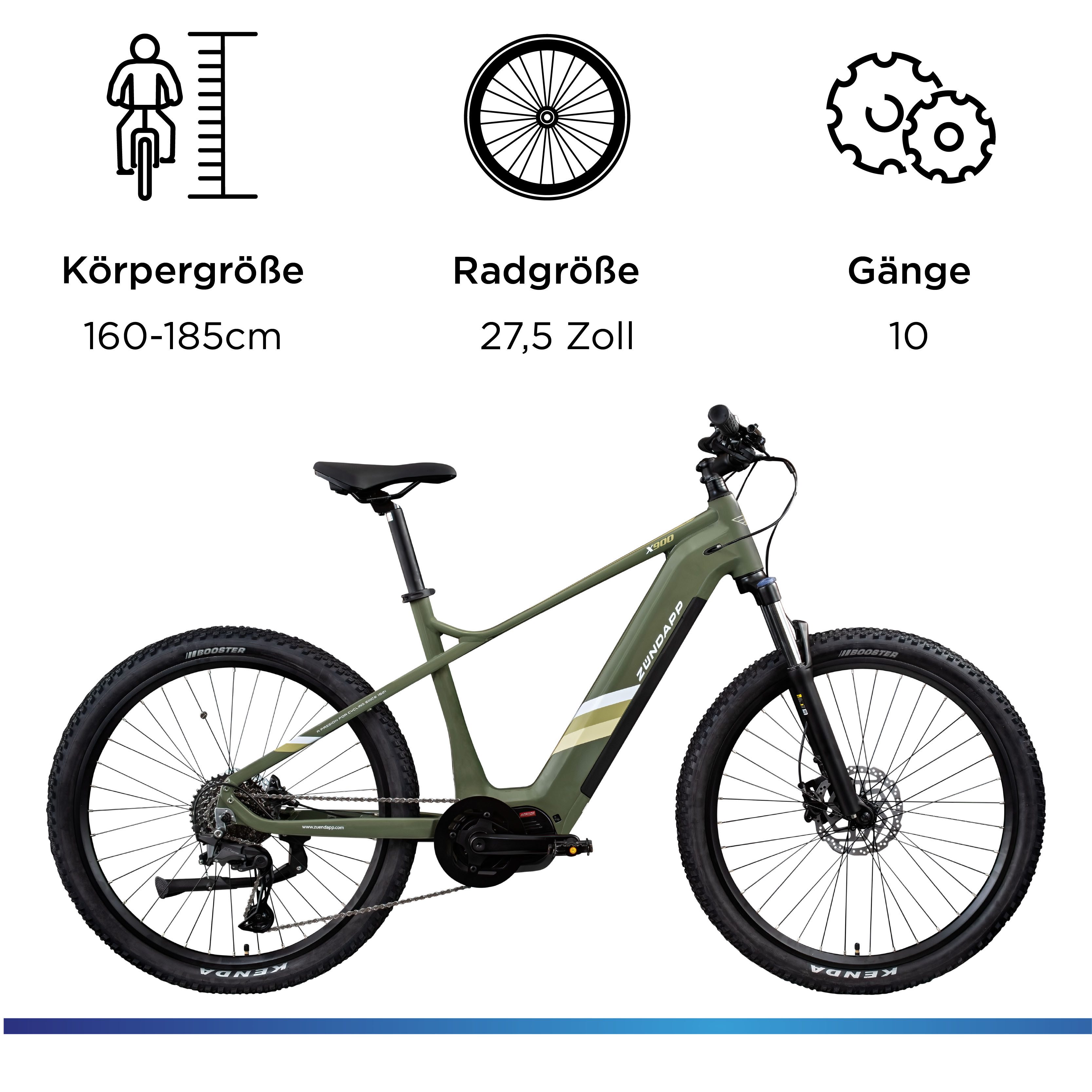 Zündapp E-Bike Mountainbike X900, 10 Gang Shimano Cues U6020 SGS Schaltwerk, Kettenschaltung, Mittelmotor, 715,68 Wh, Pedelec, Elektrofahrrad für Damen und Herren, MTB