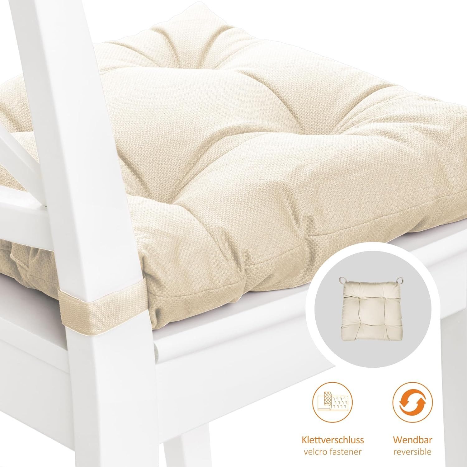 sleepling Stuhlkissen Eva, für Indoor und Outdoor, mit Klettverschluss, abriebfest und langlebig