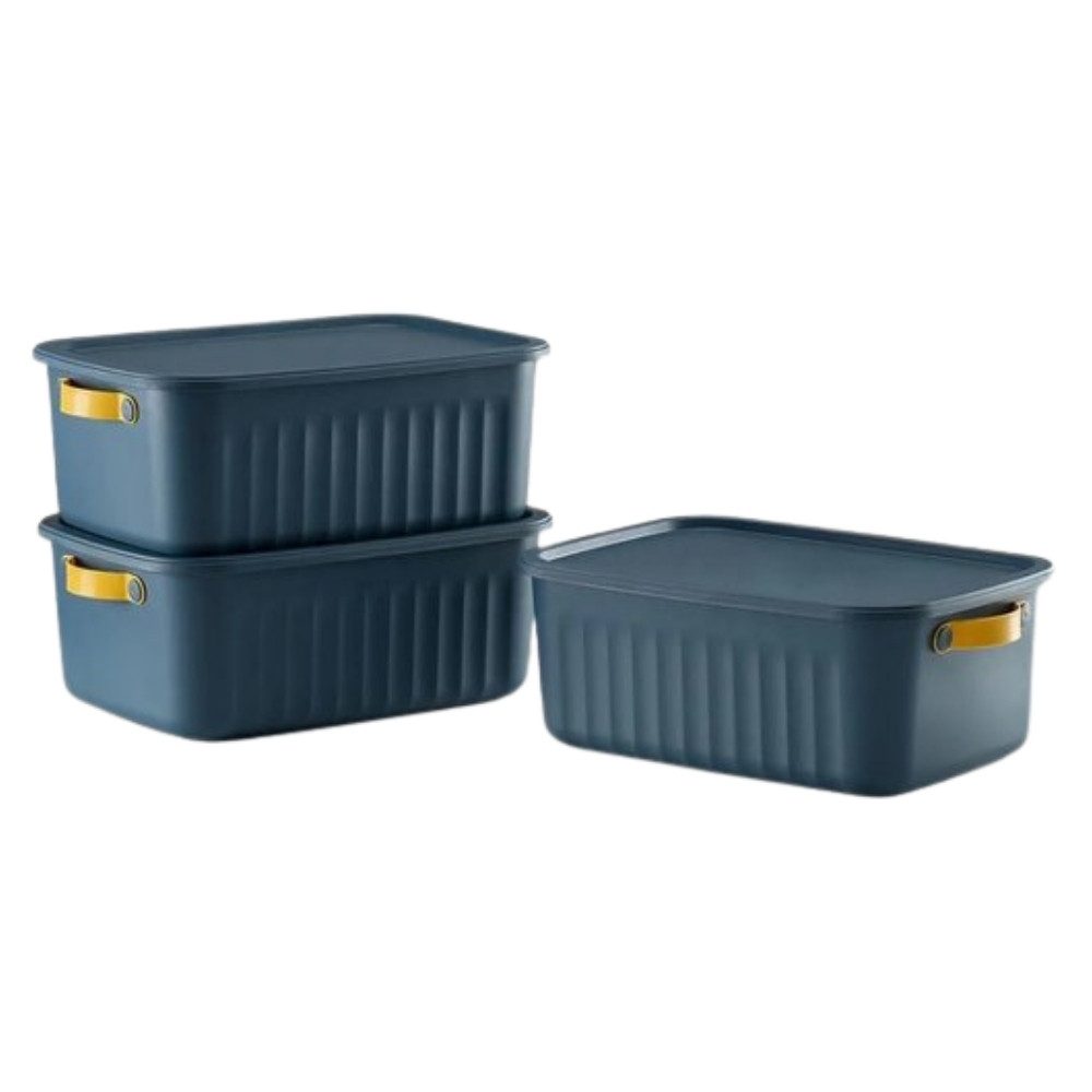 Luxury Bites Aufbewahrungsbox mit Deckel, 20L-15L -10L BPA-freie Kunststoff, nestbar und stapelbar (6 Farben, 9 Farbkombiationen, 3er Set)