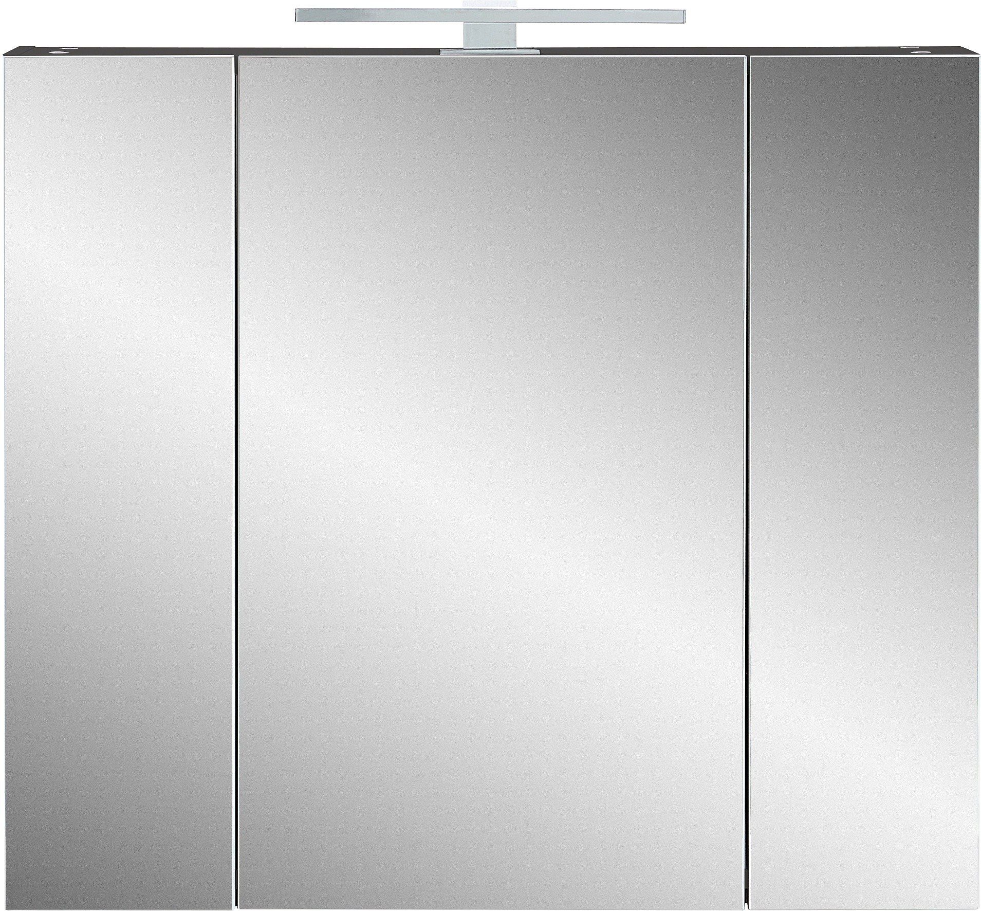 anthrazit 391 in und Türen 3 Spiegelschrank möbelando mit (BxHxT: Einlegeböden 76x71x23 6 cm)