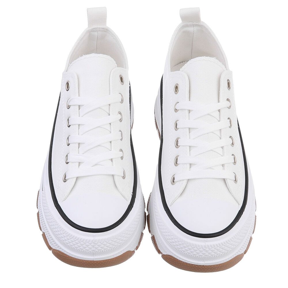 Ital-Design Damen Low-Top Freizeit Sneaker (88930390) Keilabsatz/Wedge Sneakers Low in Weiß