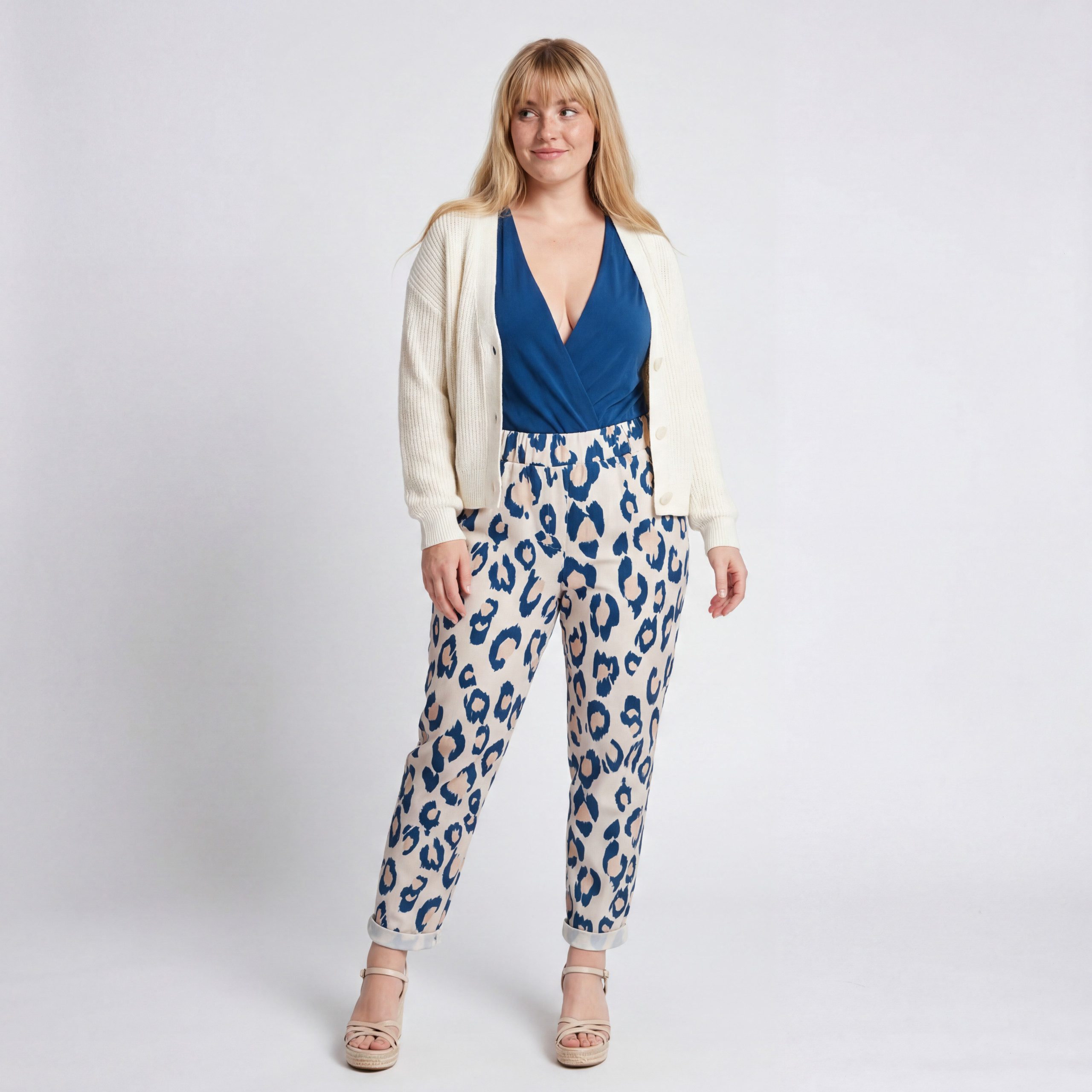 OriginalYou Schlupfhose Loungehose Damen Leo Look Freizeithose mit Stretch passend für 40 bis 44, geeignet für eine Körpergröße bis 1,68m