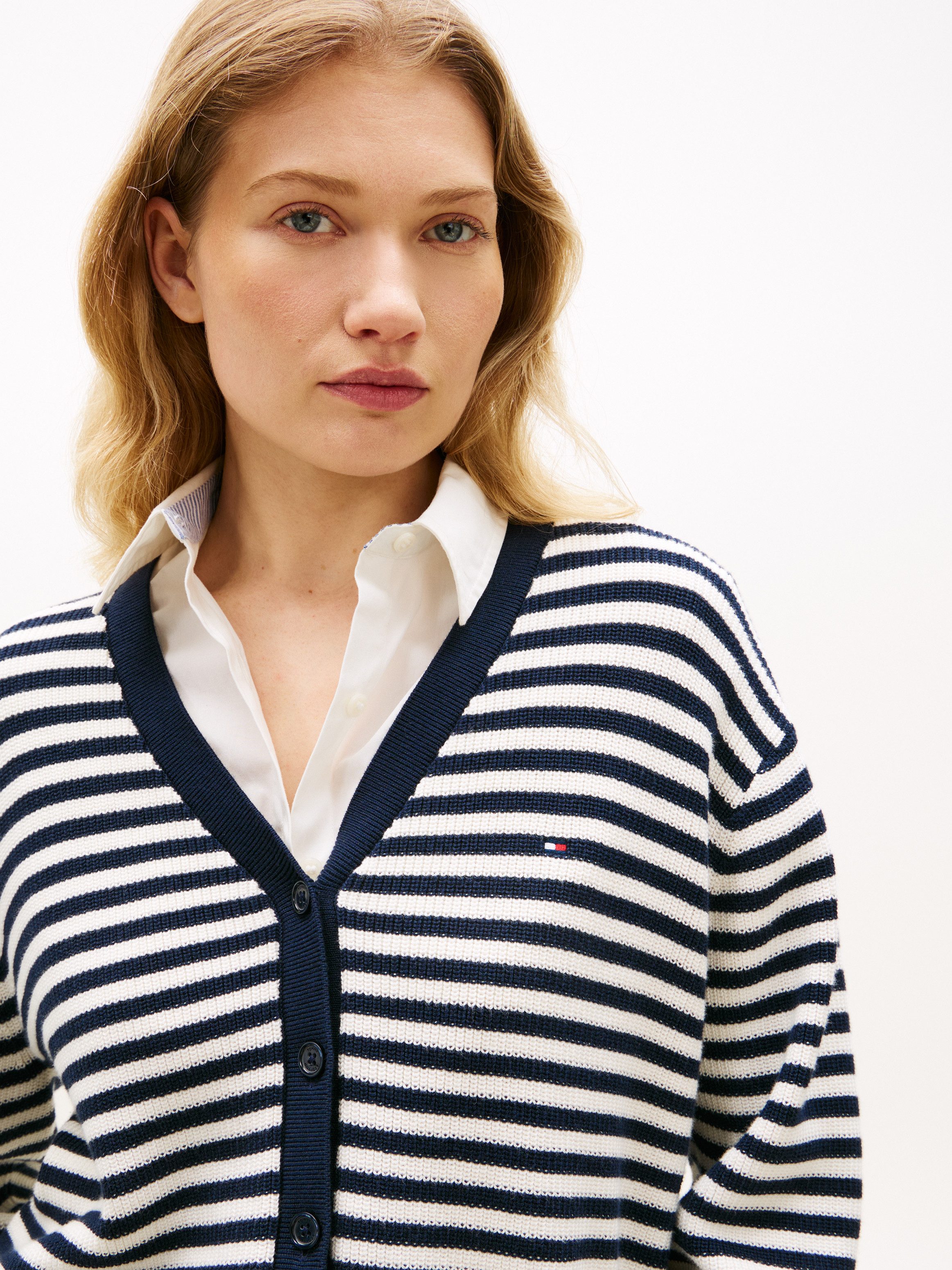 Tommy Hilfiger Strickpullover CO CARDI LS CARDI mit Knopfleiste