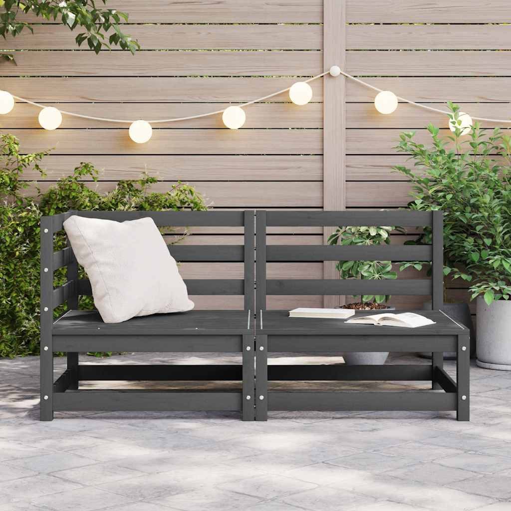 vidaXL Sofaelement 2-tlg. Garten-Lounge-Set Grau Kiefer Massivholz (1 St)