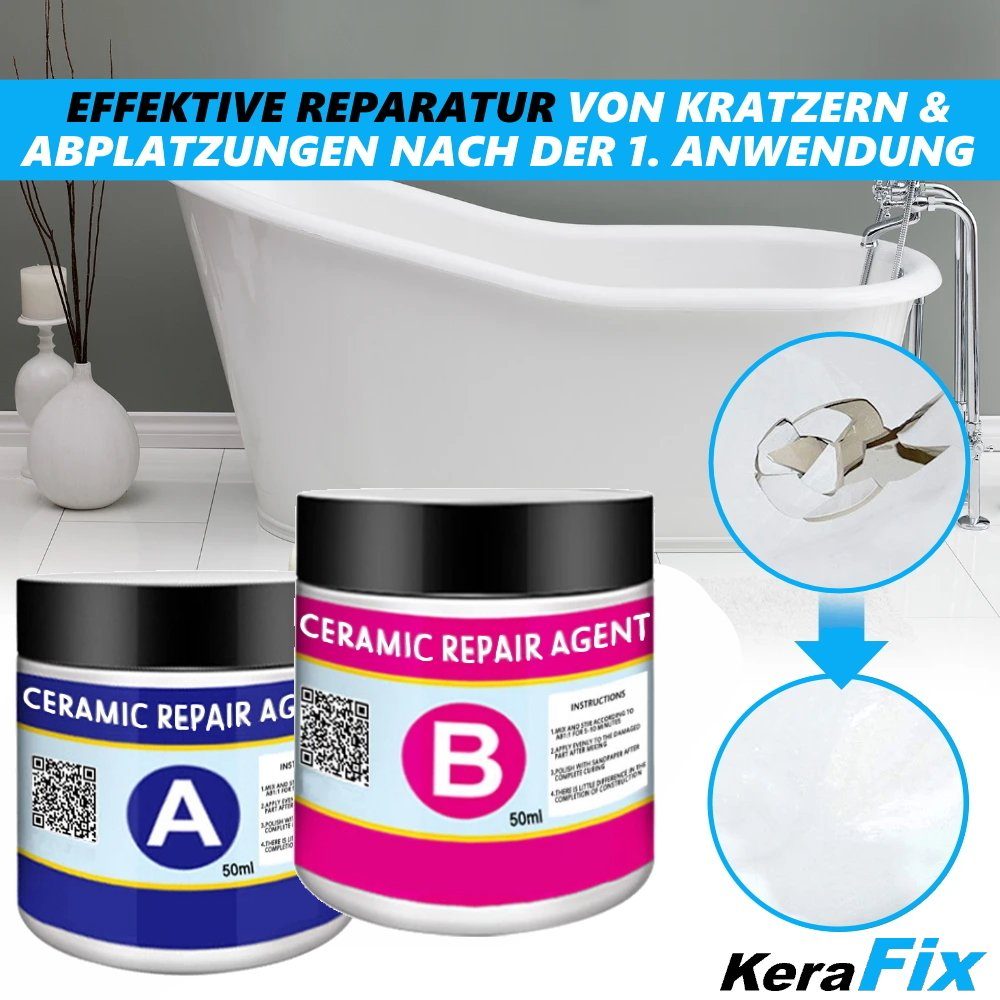 MAVURA Reparaturmasse KeraFix Keramikreparaturpaste Paste Keramikpaste), Keramik, weiß Reparatur Porzellan Reparaturmasse (Fliesenreparatur Fliesenreparaturmittel Fliesen