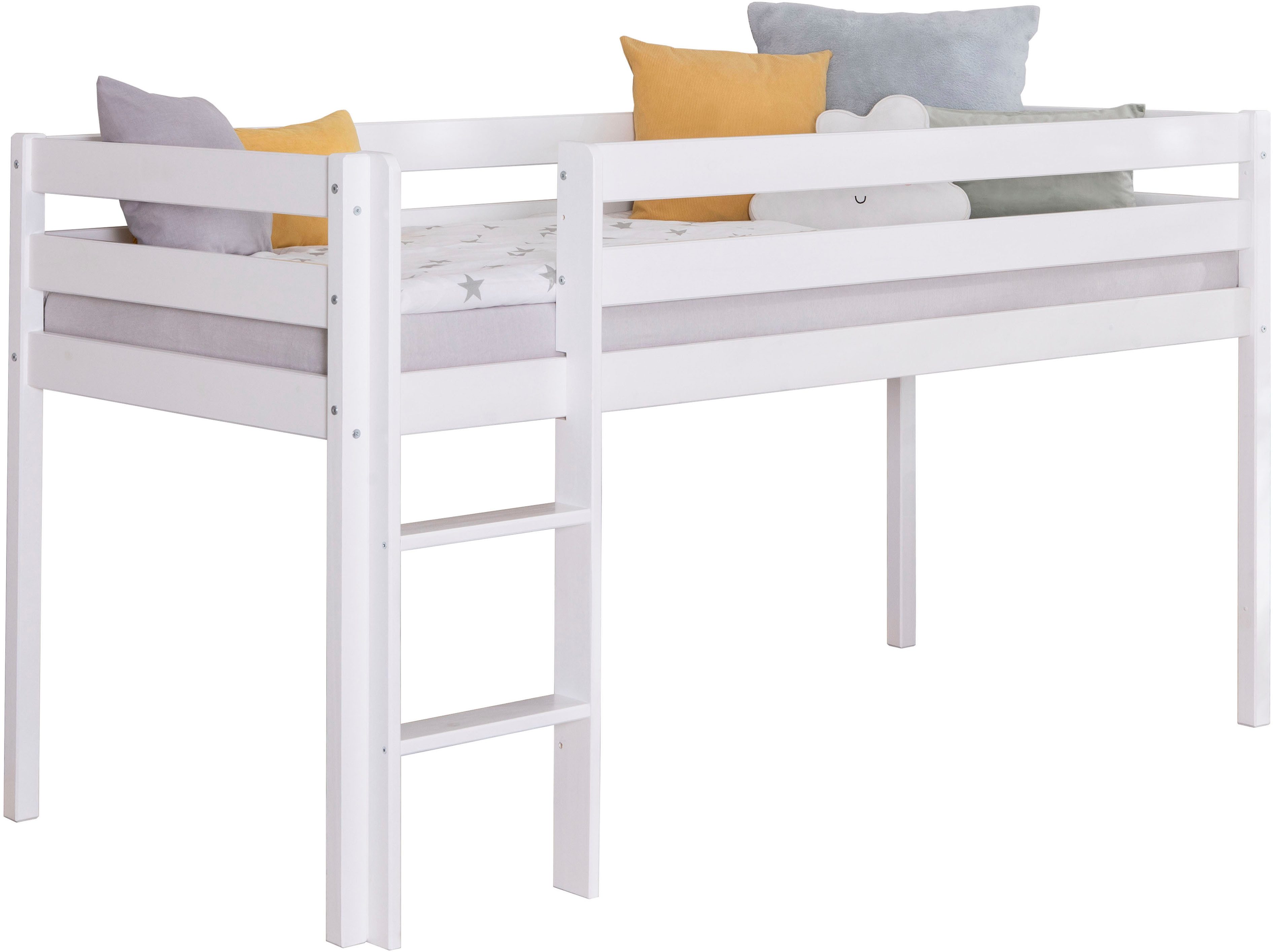 Ticaa Hochbett Malte, FSC®-zertifizierte Kiefer (90x200cm Liegefläche, Höhe 114cm) mit Rollrost