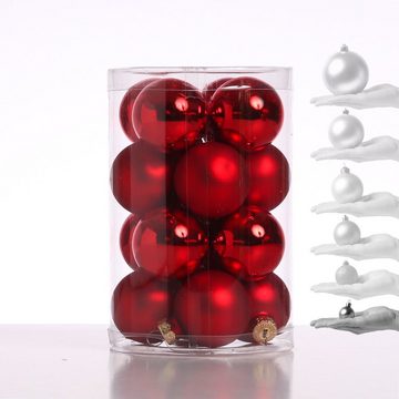 MARELIDA Weihnachtsbaumkugel Christbaumkugel Weihnachtskugel Glas D: 3,5cm glänzend matt rot 16St (16 St)
