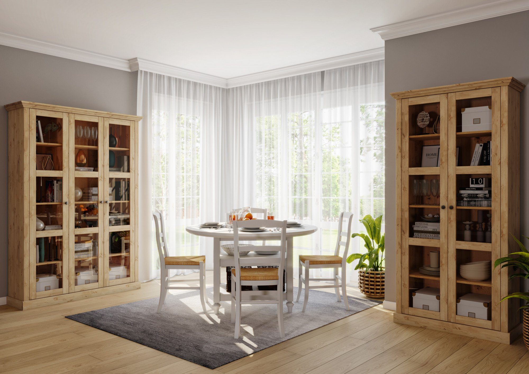 OTTO home Vitrine Melissa aus massiver Kiefer, mit viel Stauraum