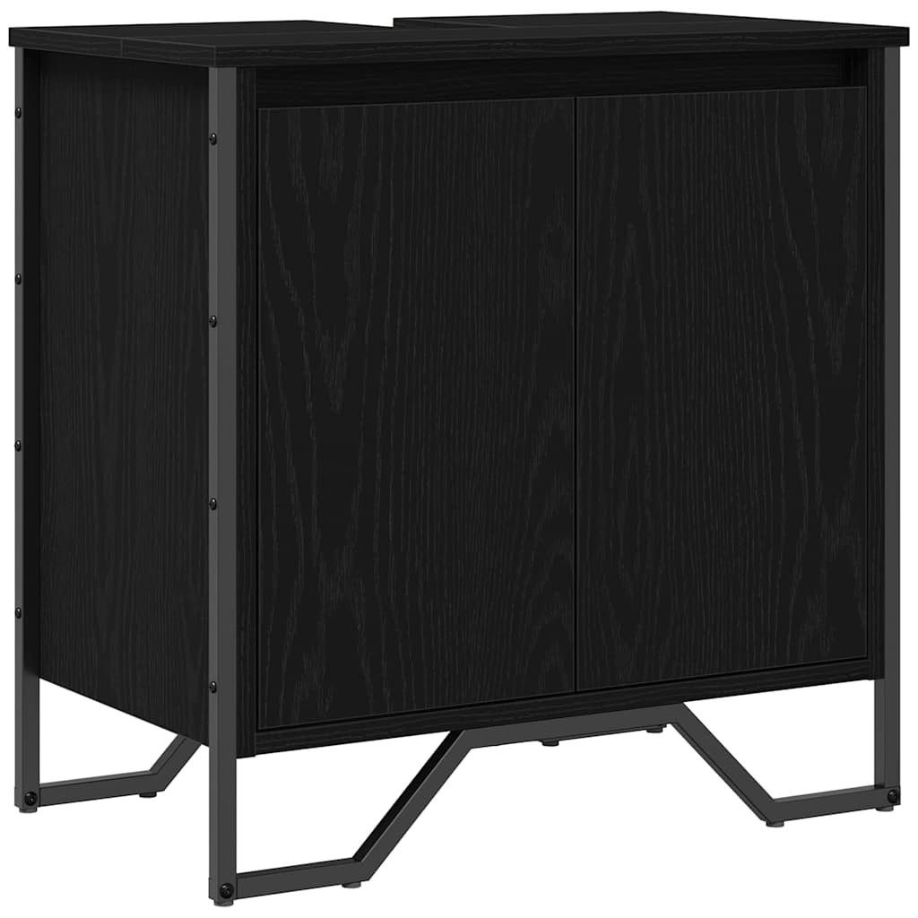 vidaXL Badezimmerspiegelschrank Waschbeckenschrank mit Tür Schwarz Eichen-Optik 60 x 35 x 60 cm (1-St)