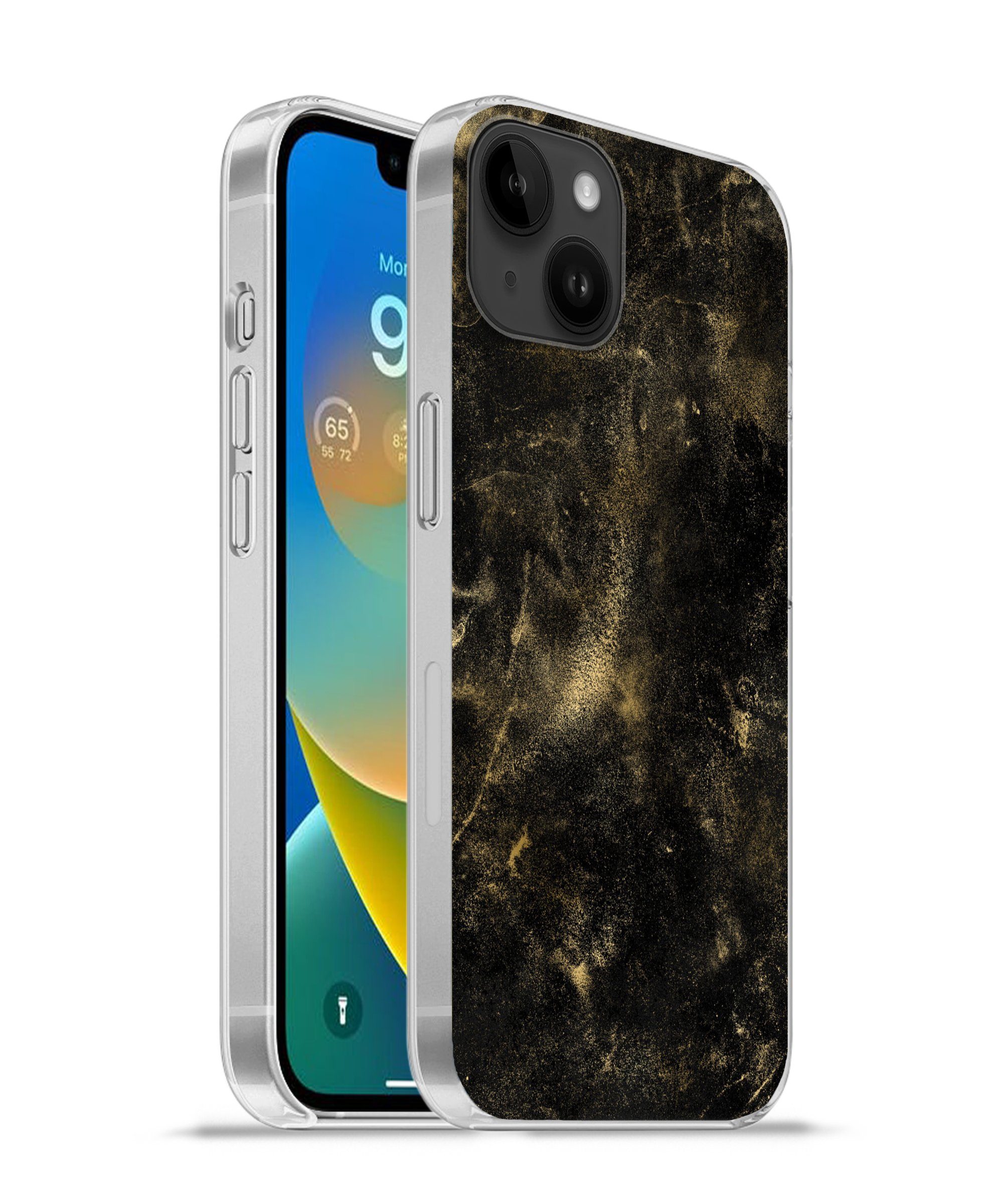 Handyhülle für Apple iPhone 14 Plus Gold - Glitter - Schwarz