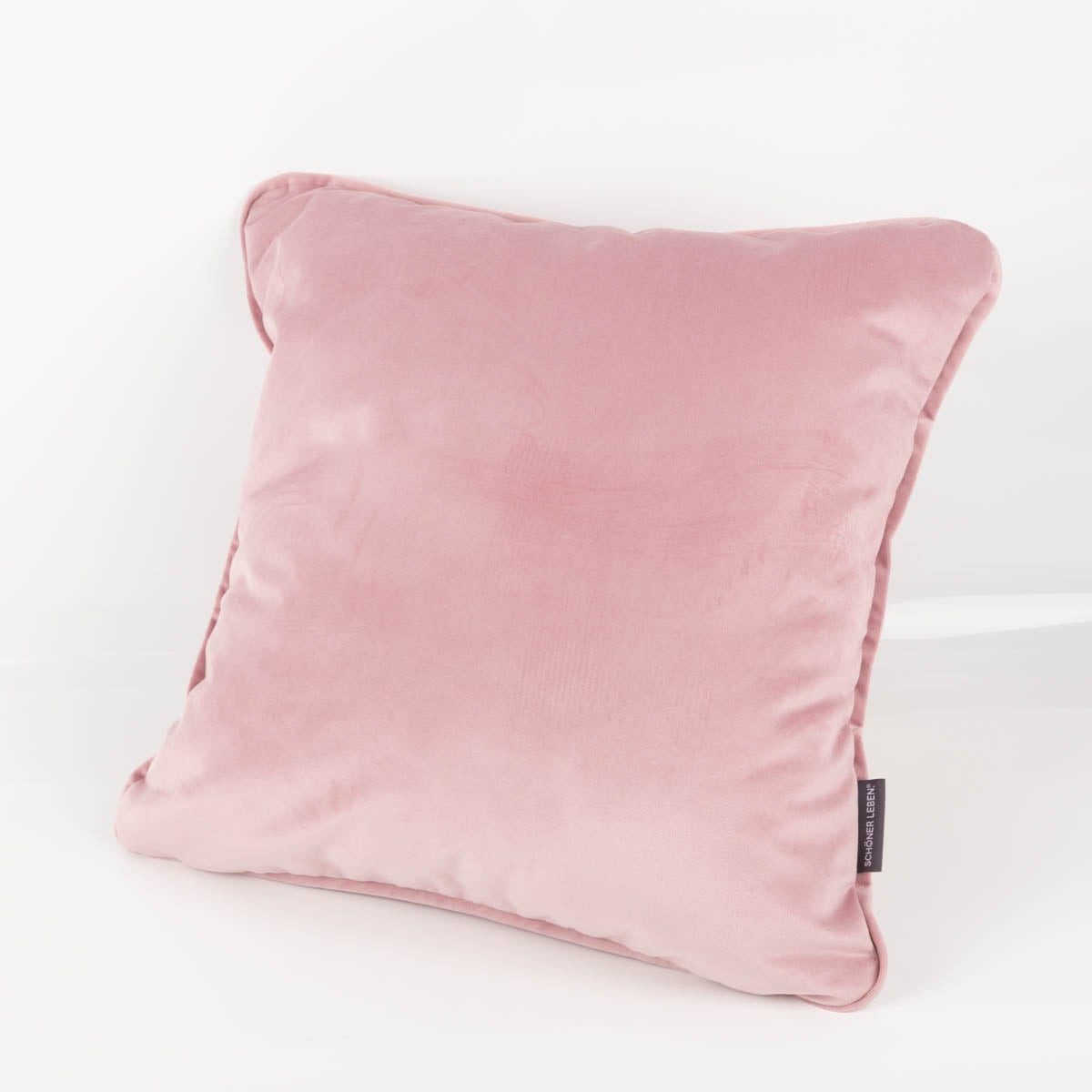 SCHÖNER LEBEN. Dekokissen Kissenhülle Samt rosa 70x70 cm mit Keder – SCHÖNER LEBEN.