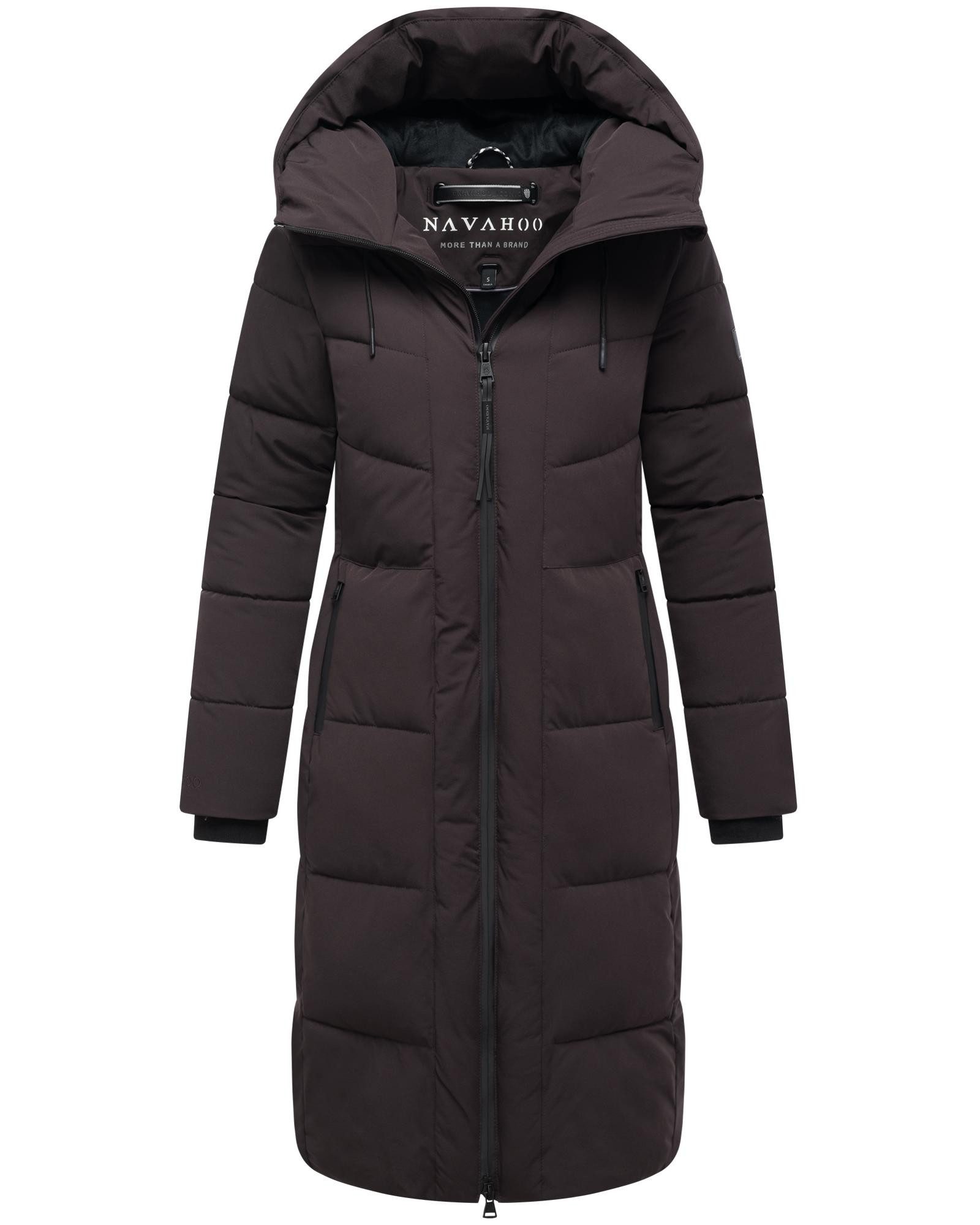Navahoo Steppmantel Schokokuss XIV Warmer Damen gesteppter Wintermantel mit Kapuze