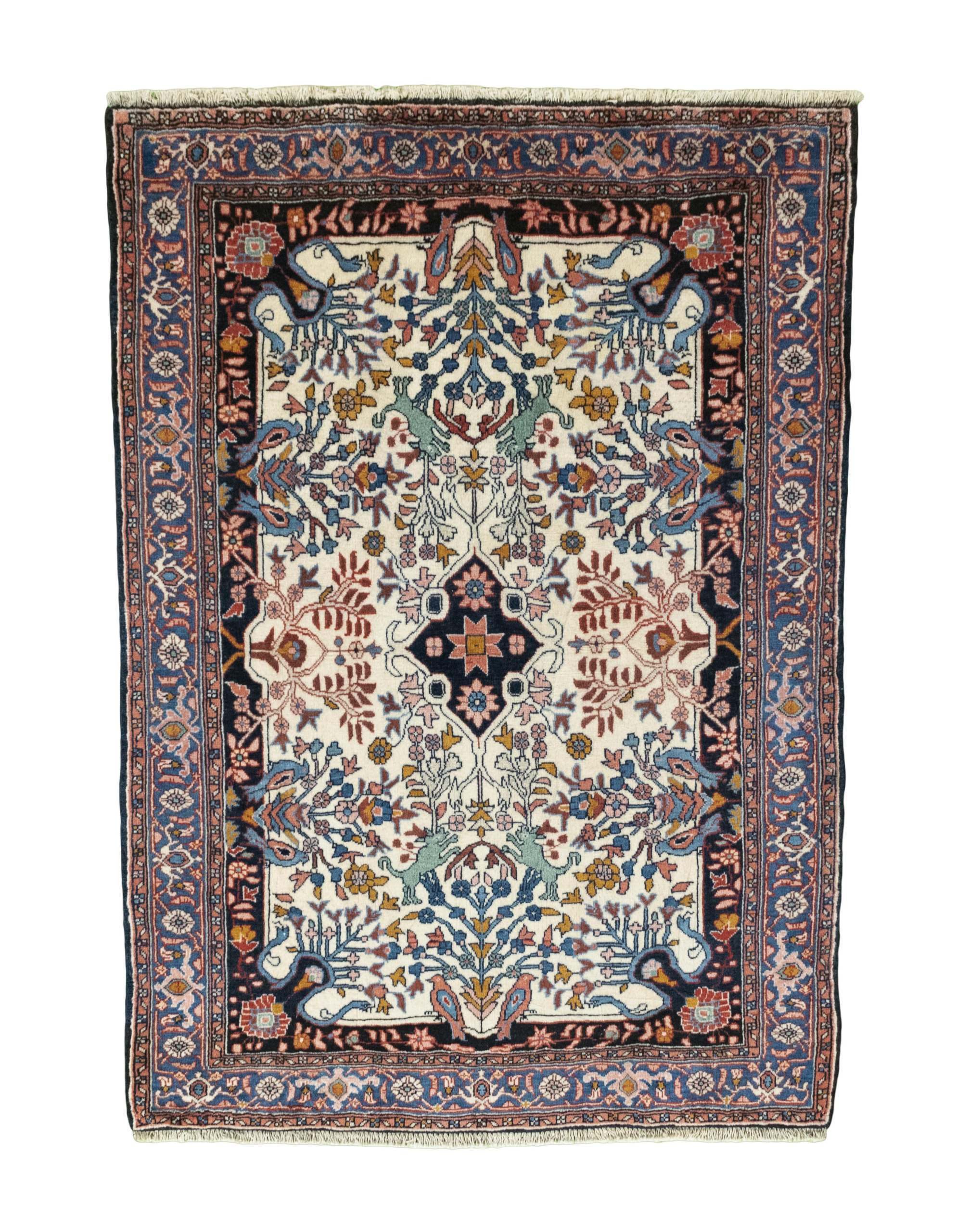 CABBEL Orientteppich 151x107 cm Perser Bidjar Beige Schurwolle Handgeknüpft Klassisch, rechteckig, Höhe: 9 mm, 100% Schurwolle – weich, pflegeleicht, solide Knüpfdichte