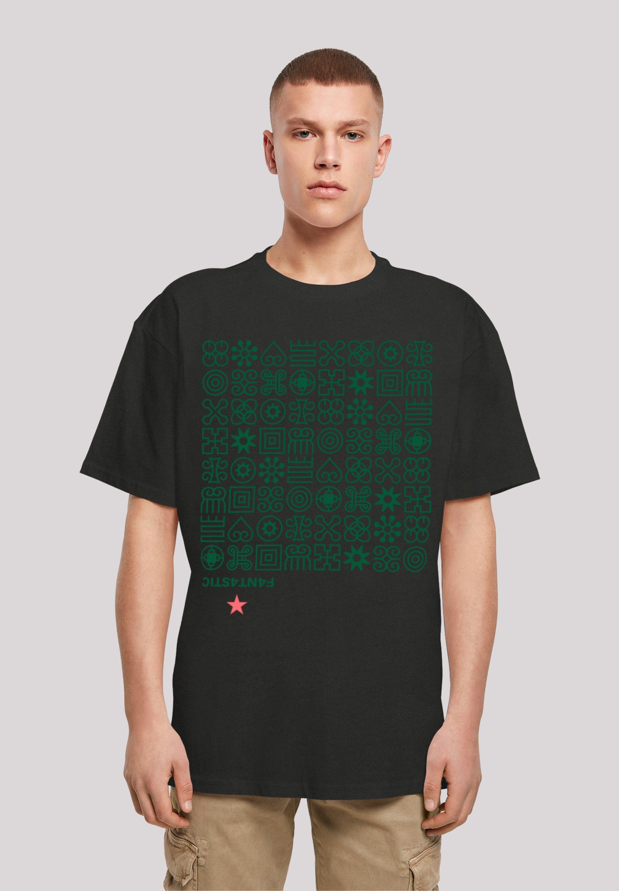 F4NT4STIC T-Shirt Muster Grün Symbole Print schwarz