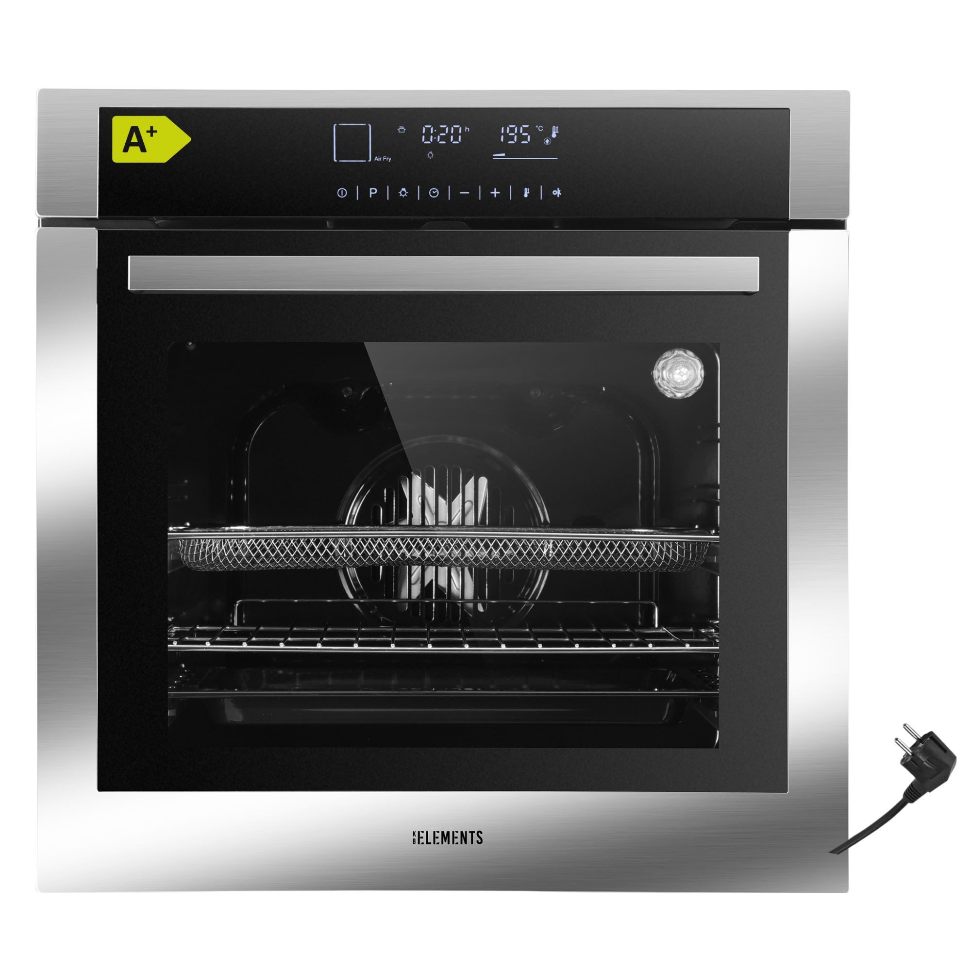 KB Elements Einbaubackofen 15 x Funktionen, Airfryer Funktion, Full Touch Display, AQUA CLEAN, mit 2-fach-Teleskopauszug, Air Fry, AQUA CLEAN,Full Touch,EEK A+