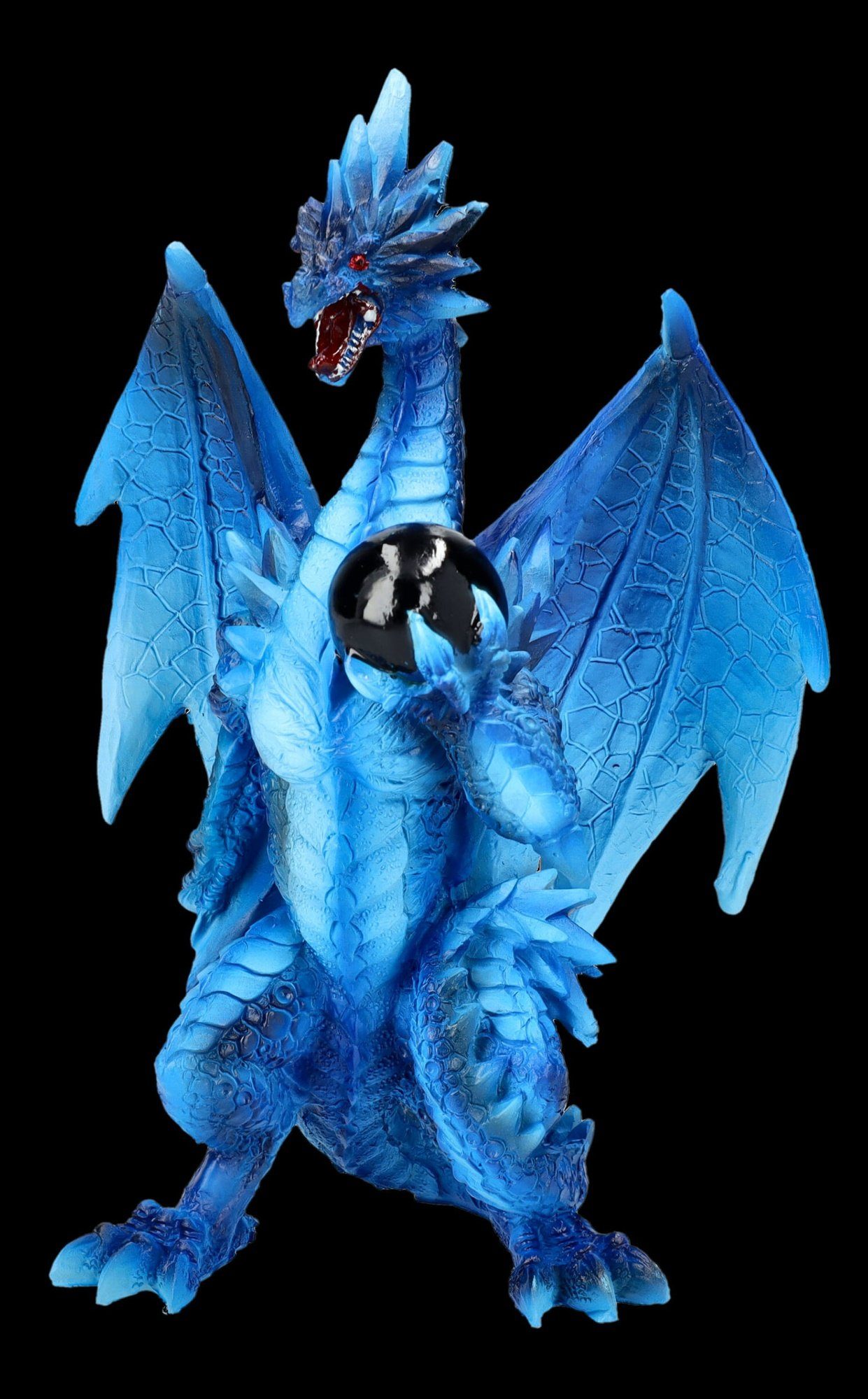 Figuren Shop GmbH Fantasy-Figur Drachen Figur blau - Yukiharu`s Orb - Fantasy Dekofigur Drachenfigur