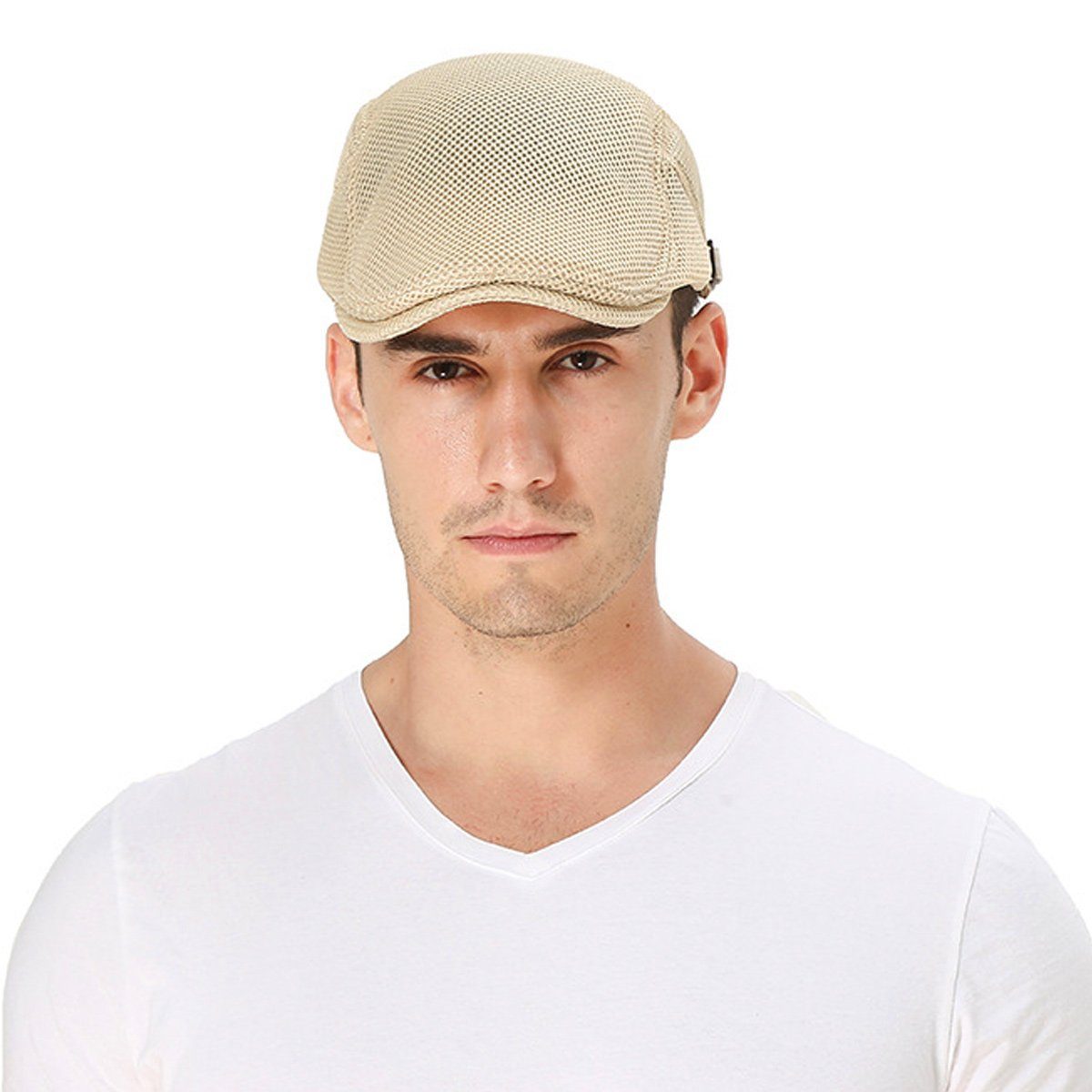 Schiebermütze,Schirmmütze Baskenmütze Flatcap Creme Herren atmungsaktive Mesh, Jormftte Sommer farben