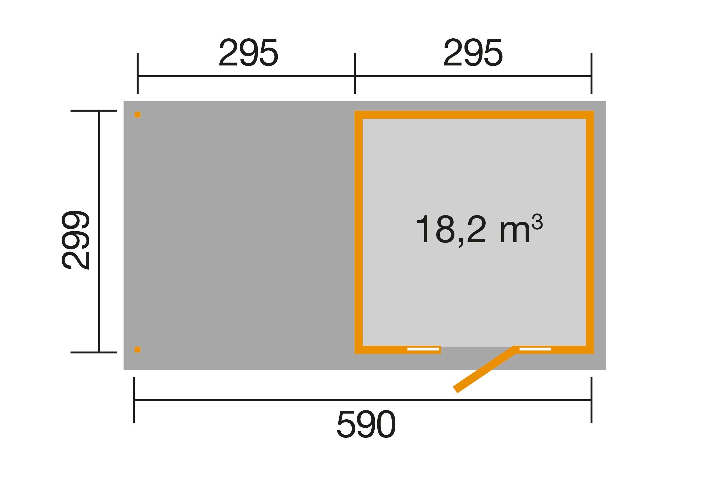 172 ca. weka 21 cm, 300 BxT: Panorama Anbau cm Gr.2, mm,natur, Gartenhaus 614x342