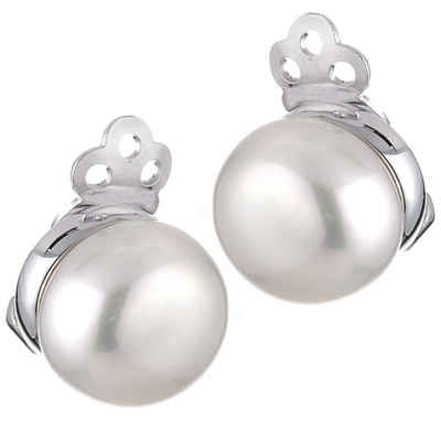 Vinani Paar Ohrclips, Vinani Ohrclip Perle in Fassung glänzend Sterling Silber 925 Ohrringe LPS