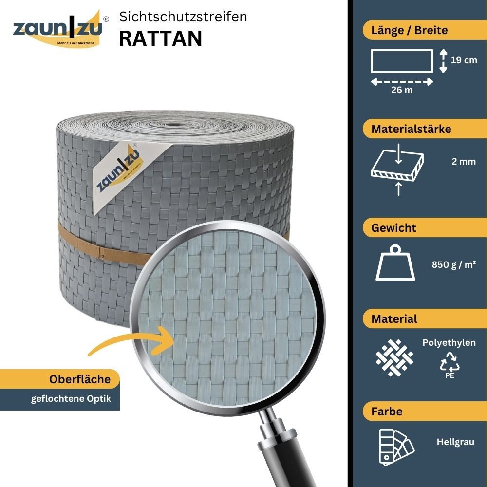 zaunzu Sichtschutzstreifen Rattan PE für Doppelstabmatten günstig online kaufen
