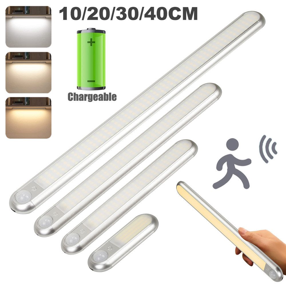 Sunicol Schrankleuchte LED Schrankbeleuchtung mit Bewegungsmelder, USB Aufladbar, Dimmbar Nachtlicht für Küche, Schnurlose magnetische Lampe