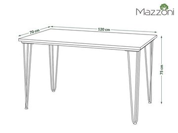 Mazzoni Esstisch Design Hairpin Esszimmer Tisch 120x75x70 cm