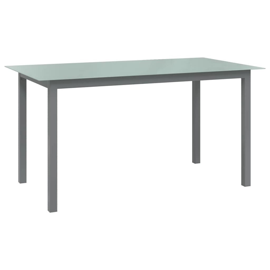Gartentisch 150 x 90 x 74 cm Gartentisch Hellgrau 150x90x74 cm Aluminium und Glas