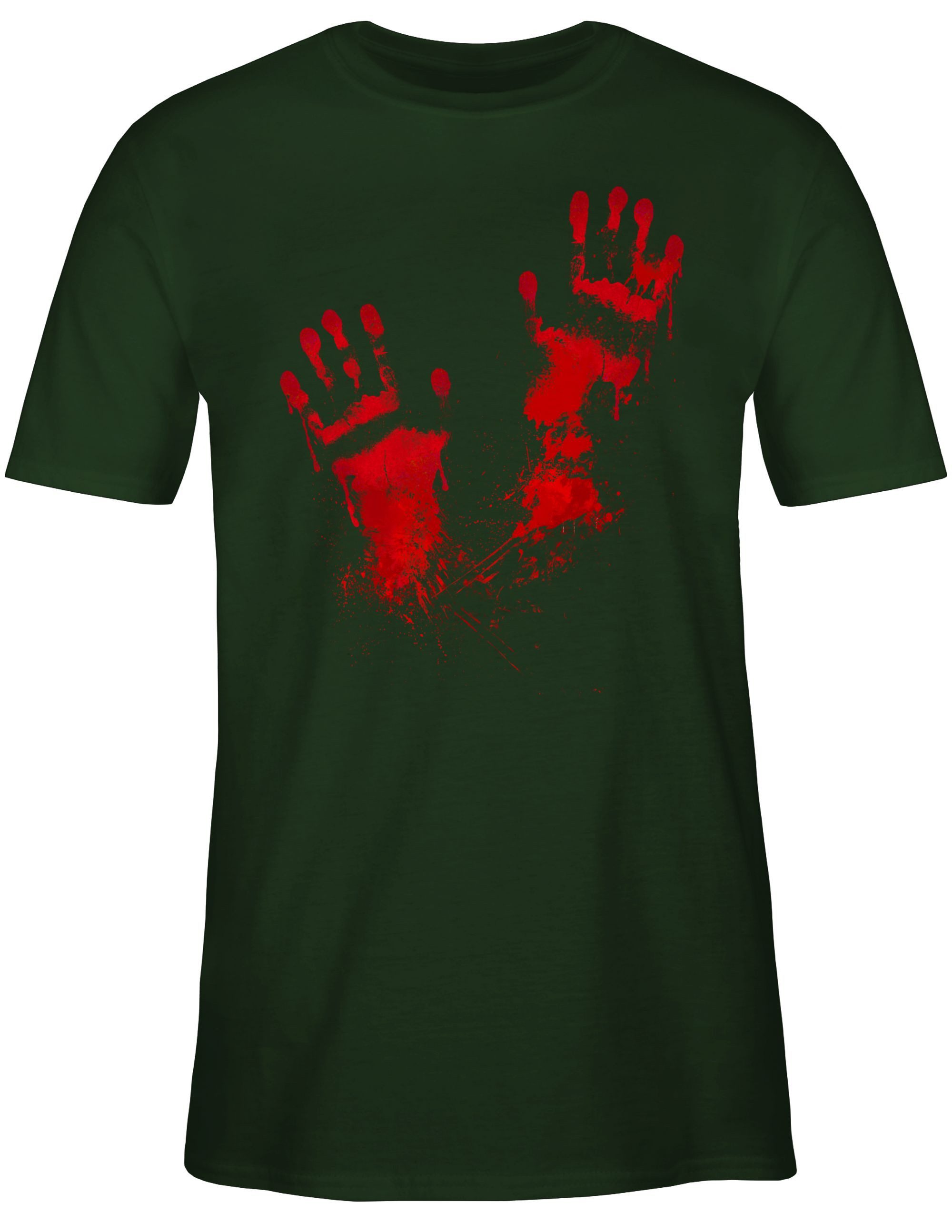 Shirtracer T-Shirt Blutige Handabdrücke Gruselig Blut Handabdruck Halloween Kostüme Herren