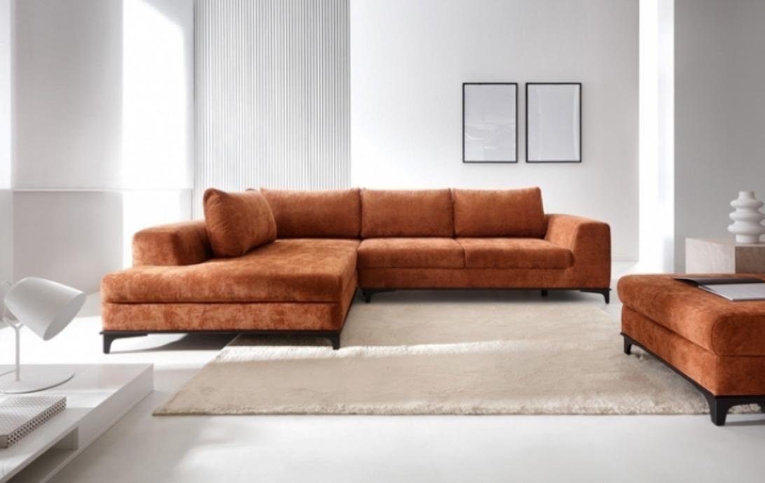 JVmoebel Ecksofa Polstersofa Eckgarnitur Ecksofa L Form Couch Sofa Orange, 2 Teile, Made in Europe
