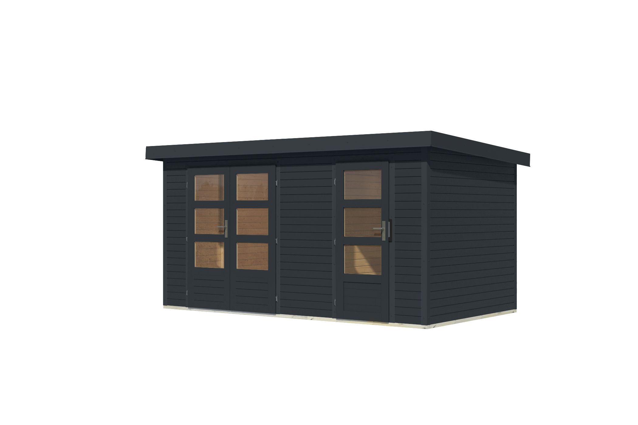 Karibu Gartenhaus Metall-Holzgartenhaus mit 19 mm Fichte, Trapezblechdach, BxT: 401x214 cm, (1 Stück, Gartenhaus Kalifornien, anthrazit), anthrazit