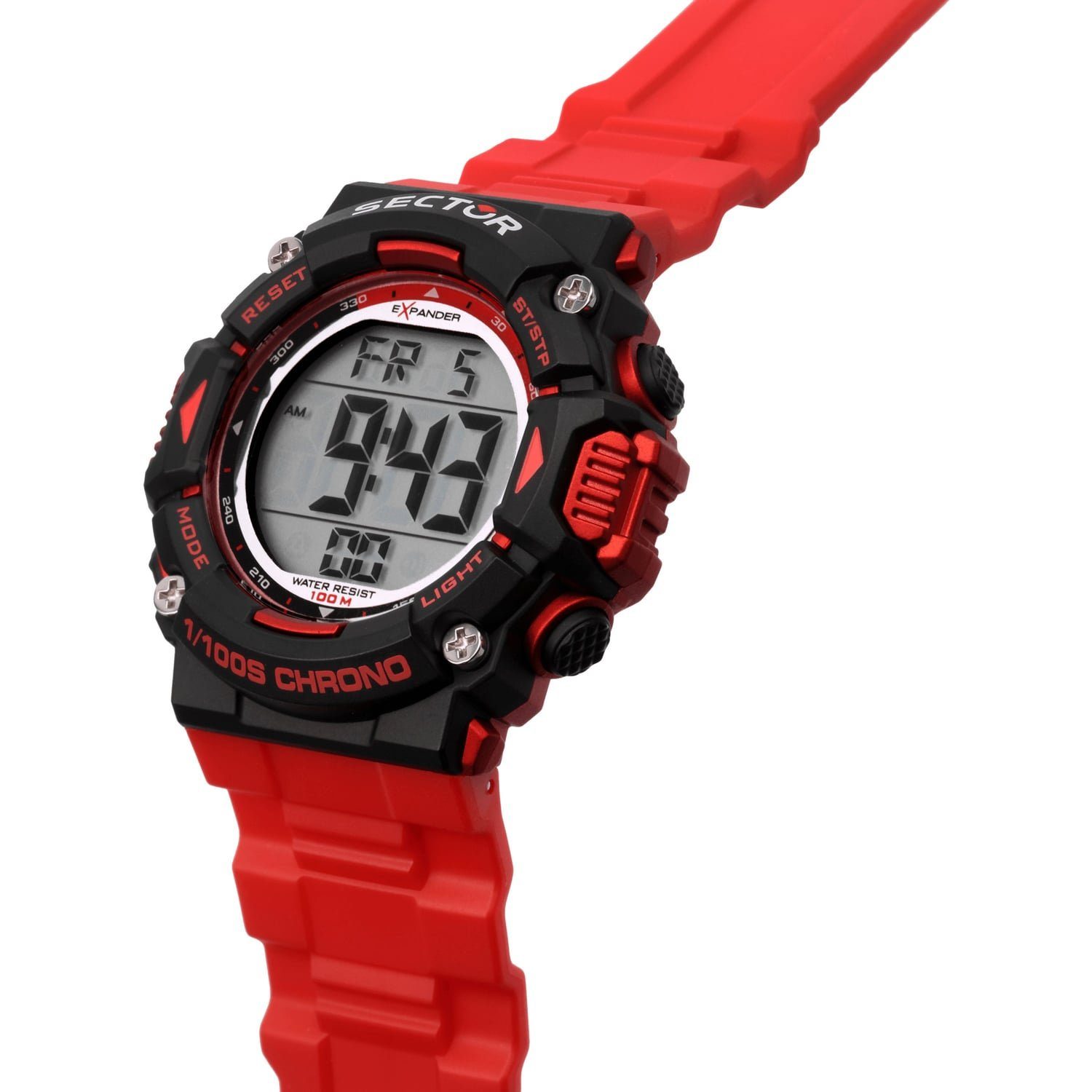 Sector Digitaluhr Sector Herren Armbanduhr Digital, (Digitaluhr), Herren Armbanduhr eckig, extra groß (ca. 40,4x45,1mm), PURarmband rot