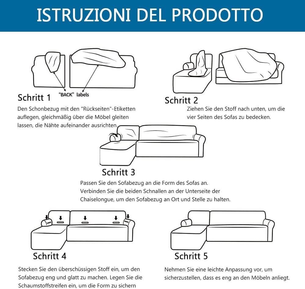 elastischem rutschfesten dezentem Schaumstoffstreifen Sofahusse Stretch-Sofabezug mit Grau Bund, Elastisch Muster, Couch MULISOFT, Sesselbezug mit