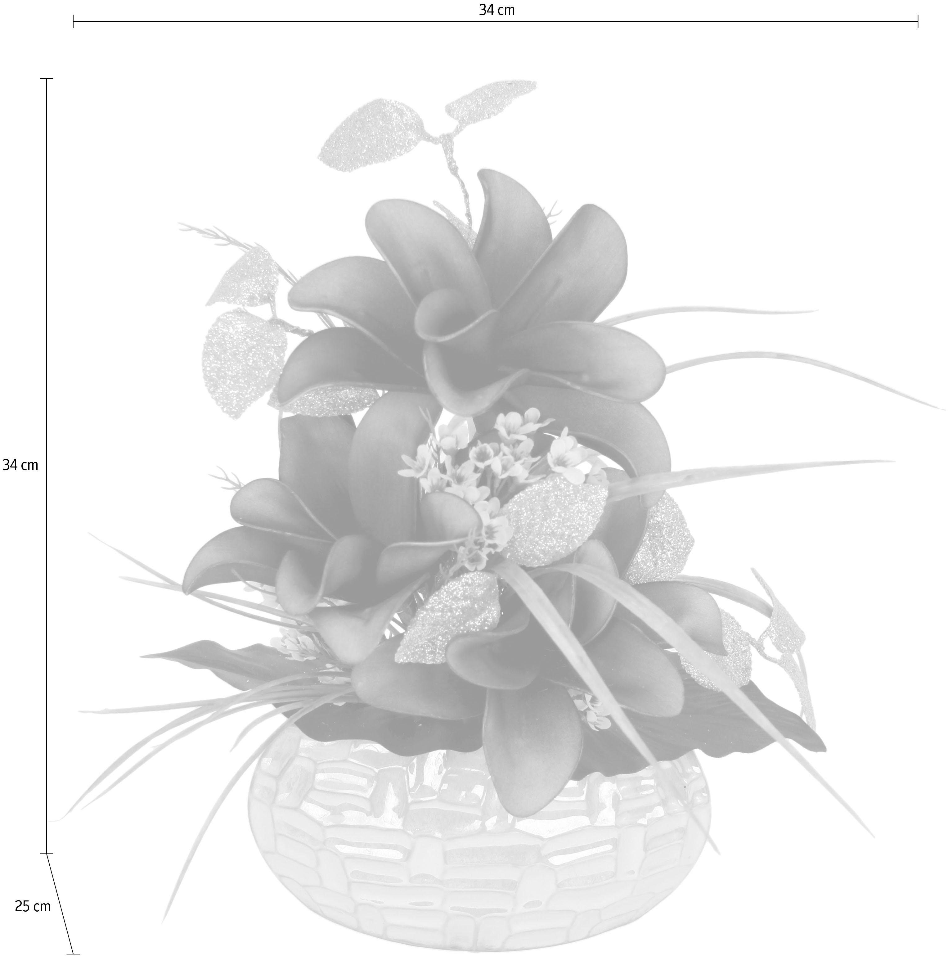 Kunstpflanze Magnolie, I.GE.A., Höhe 34 cm, Arrangement im Topf – Bild 4 von 5