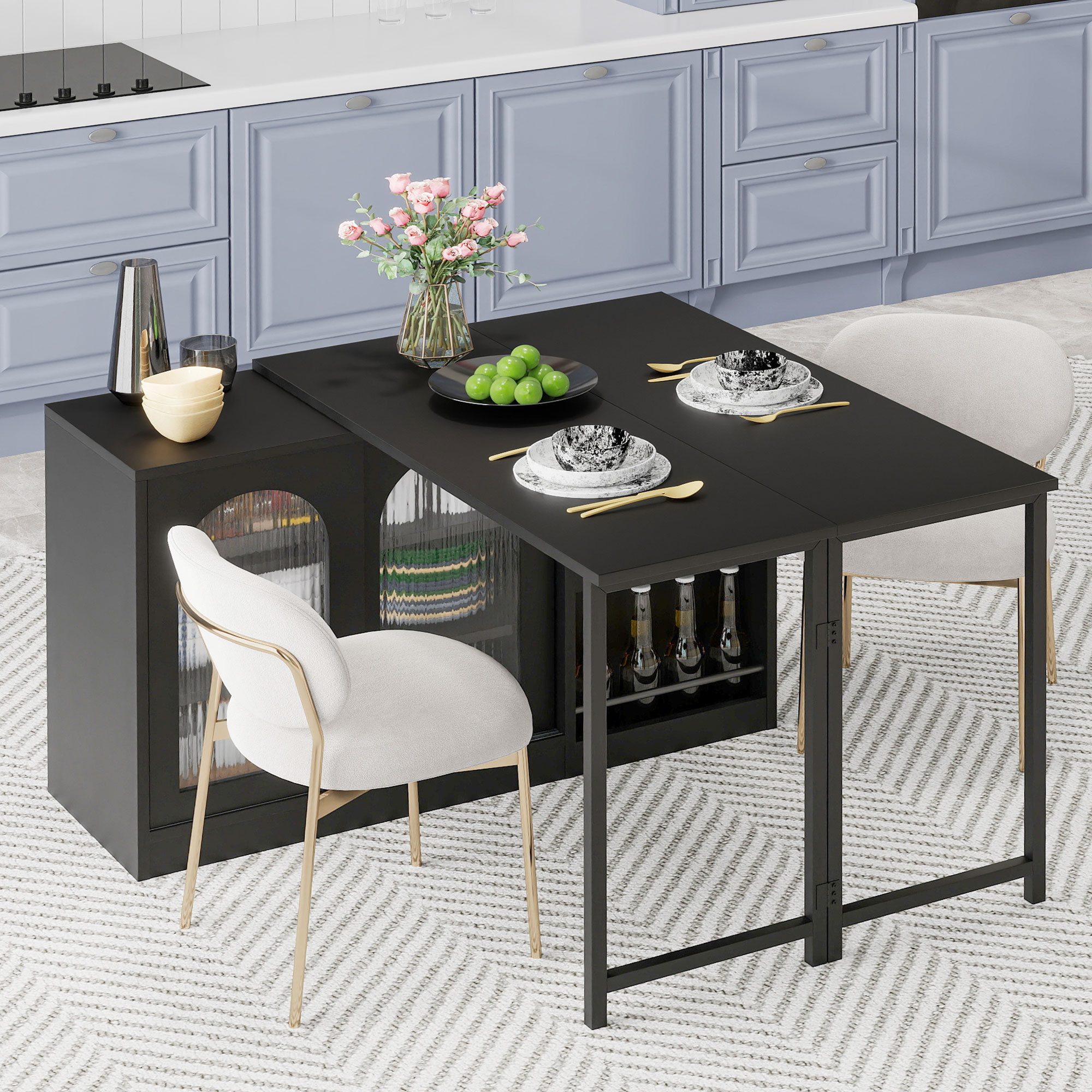 Flieks Bartisch mit Sideboard mit Glasschiebetüren günstig online kaufen