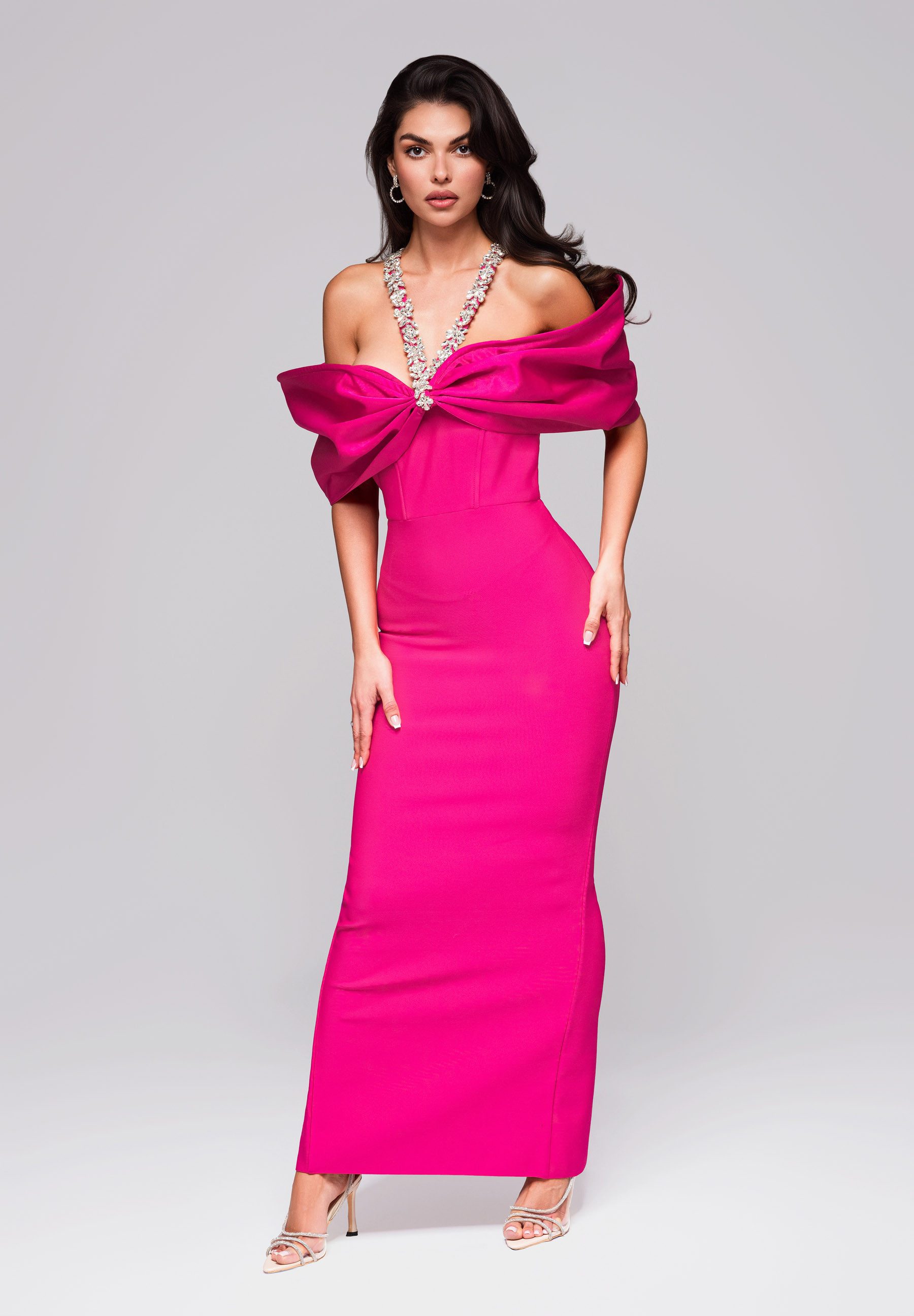 OMBRE Abendkleid Elegantes Abendkleid mit Satinschleife günstig online kaufen