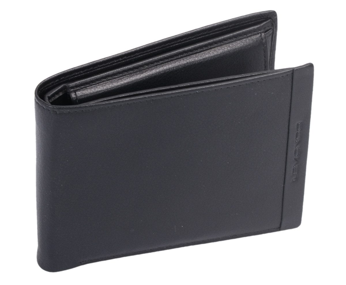 Geldbörse RFID Schutz Leder Scheintasche schwarz 12,5x10x2,5 cm