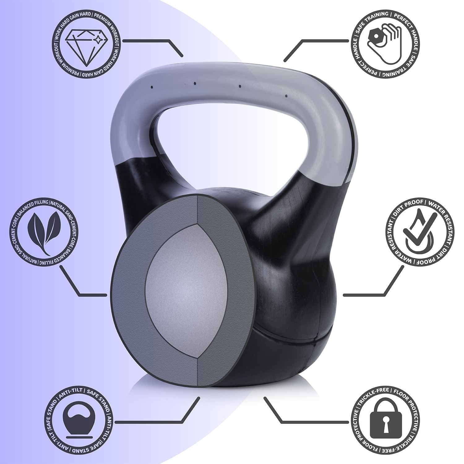 Body & Mind Kettlebell Body & Mind Kettlebell 2–20 kg – Profi Kettlebell mit Kunststoffmantel, (Profi Schwunghantel), Kraftraining Workout Gewicht (10 kg)