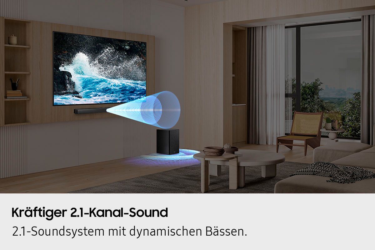 Samsung HW-B460GF/ZG Soundbar Soundbar 2.1 (Bluetooth, 300 W, 2.1-Kanal Sound System, Dolby Audio I DTS Virtual:X, Bass-Boost-Modus) – Bild 5 von 5