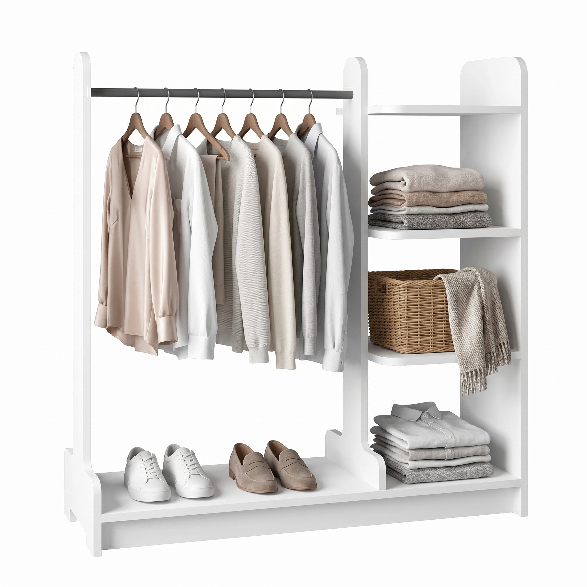 VCM Kleiderschrank Lempu L B. 106 x T. 35 x H. 110 cm mit Regal & Kleiderstange, offene Garderobe