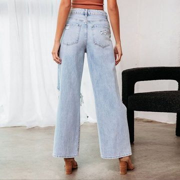 AFAZ New Trading UG Bootcuthose Destroyed Jeans Bootcut Hose Freizeithose hohe Schlaghose Hose