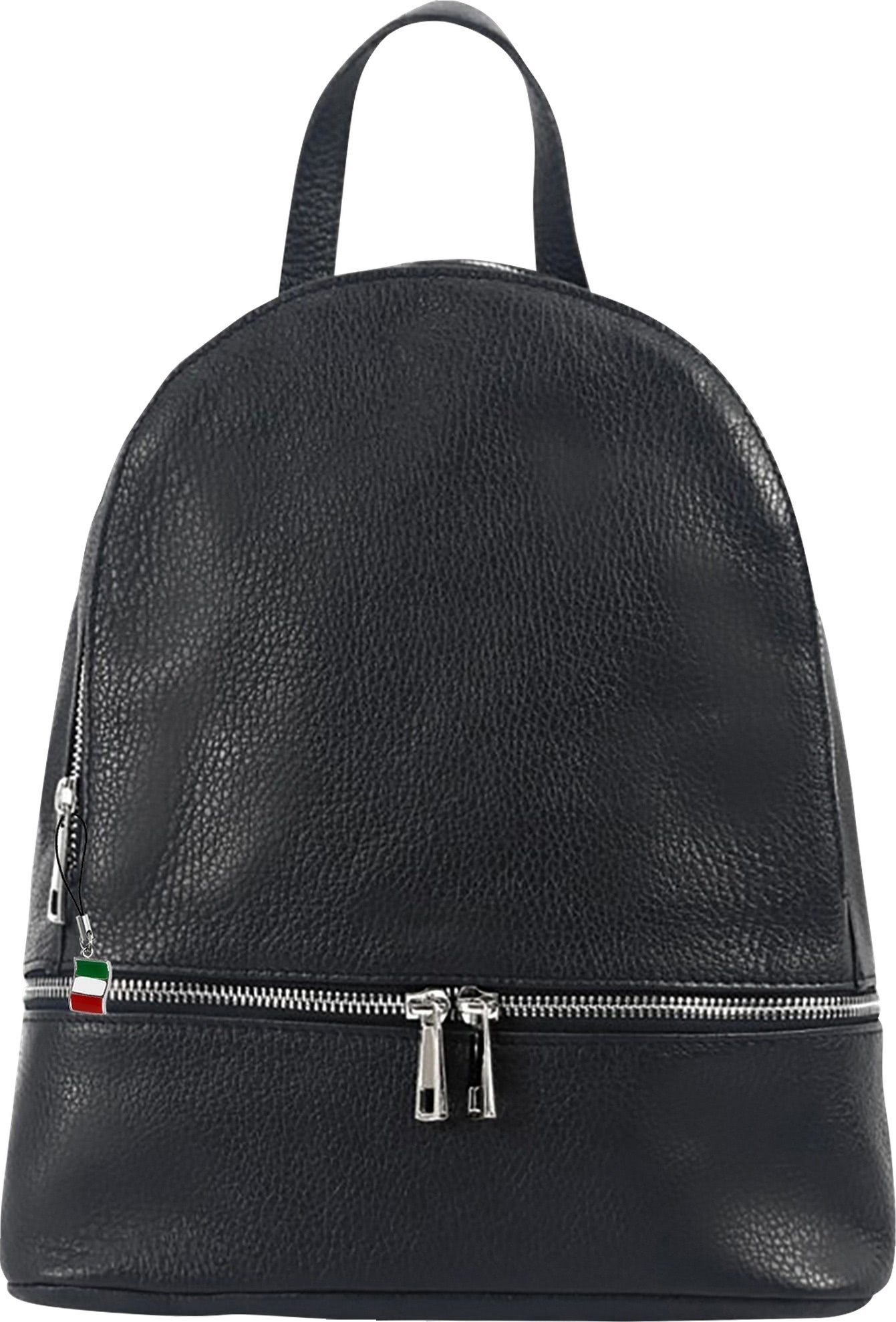 FLORENCE Cityrucksack Florence Rucksack Damen Echtleder (Cityrucksack), Damen Leder Cityrucksack, schwarz ca. 32cm