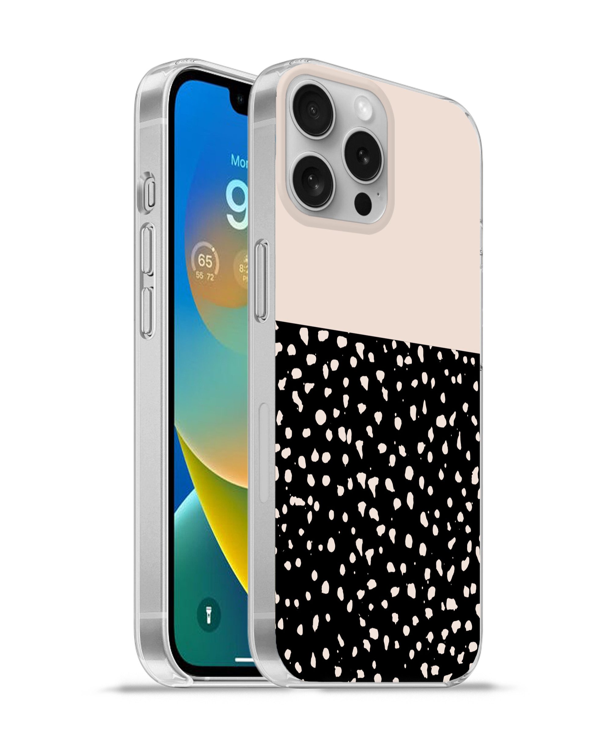 Handyhülle für Apple iPhone 16 Pro Max Polka dots - Beige - Schwarz