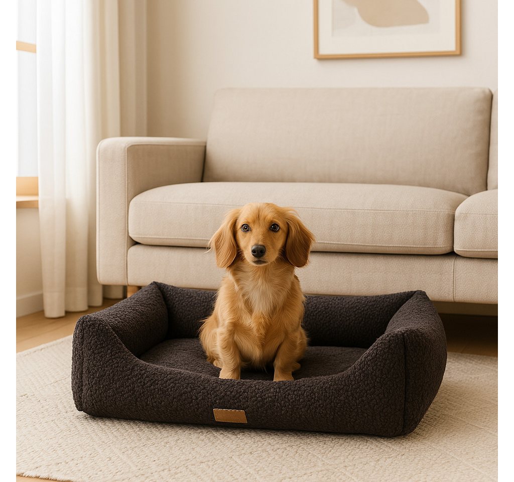 Thumbnail - Woodek Design Tierbett Milo ergonomisches Hundesofa, dunkelgrau, hergestellt in der EU, Bezug: 100% PES, L 65 x B 50 x H...
