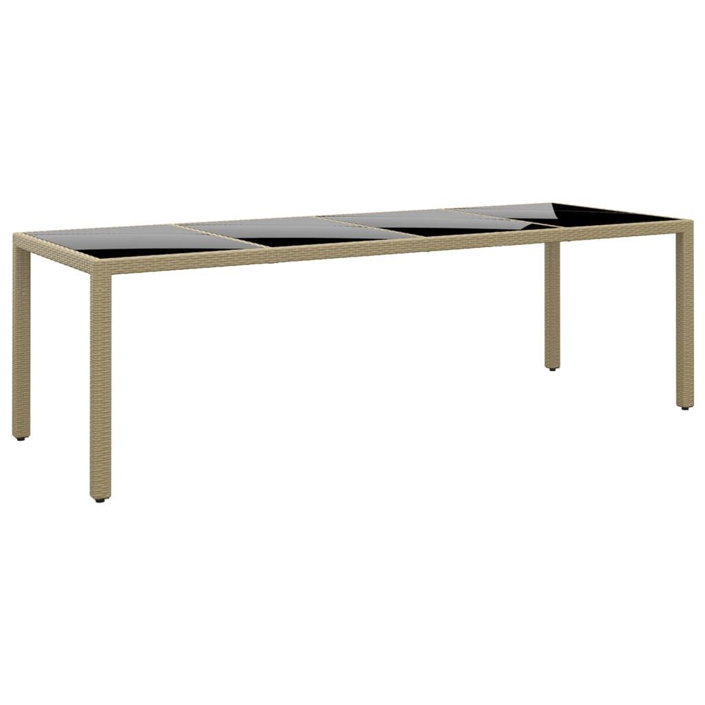 furnicato Gartentisch mit Glasplatte 250 x 100 x 75 cm Beige (1-St), Witterungsbeständiger Outdoor-Tisch mit pflegeleichter Glasplatte