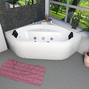 AcquaVapore Whirlpool-Badewanne Whirlpool Pool Badewanne Eckwanne W20H-TH 140x140cm, (1-tlg), Mit Fußgestell und Ablaufgarnitur