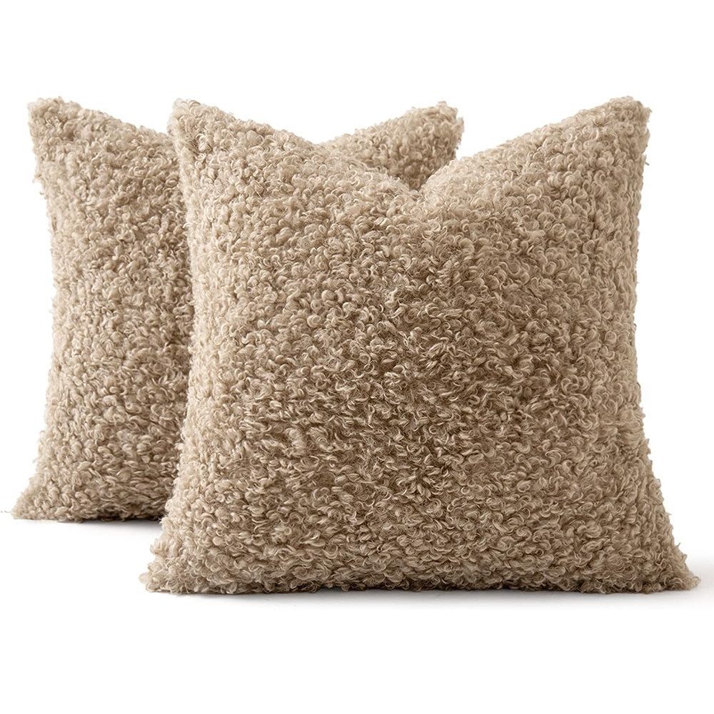 CLTYQ Kissenbezug Kissenbezüge aus Kunstfell,1er Set 45x45cm,Sherpa-Kissenhüllen, Flauschig Deko Kissenbezug,für boho Wohnraumdekoration,einfarbig