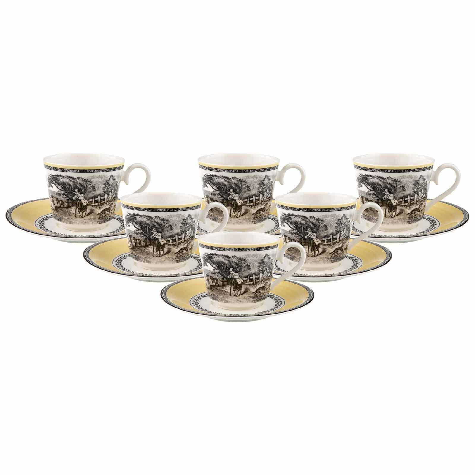 Villeroy & Boch Tasse Audun Ferme Frühstückstassen mit Untertassen, 6-tlg., Porzellan
