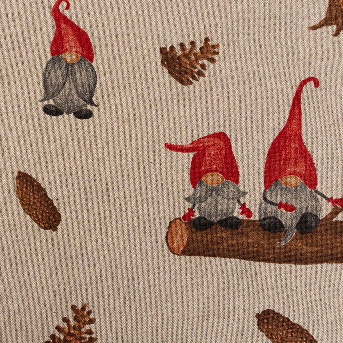 Thumbnail - SCHÖNER LEBEN. Stoff Weihnachtsstoff Dekostoff Leinenlook Weihnachtswichtel natur 1,40m, atmungsaktiv